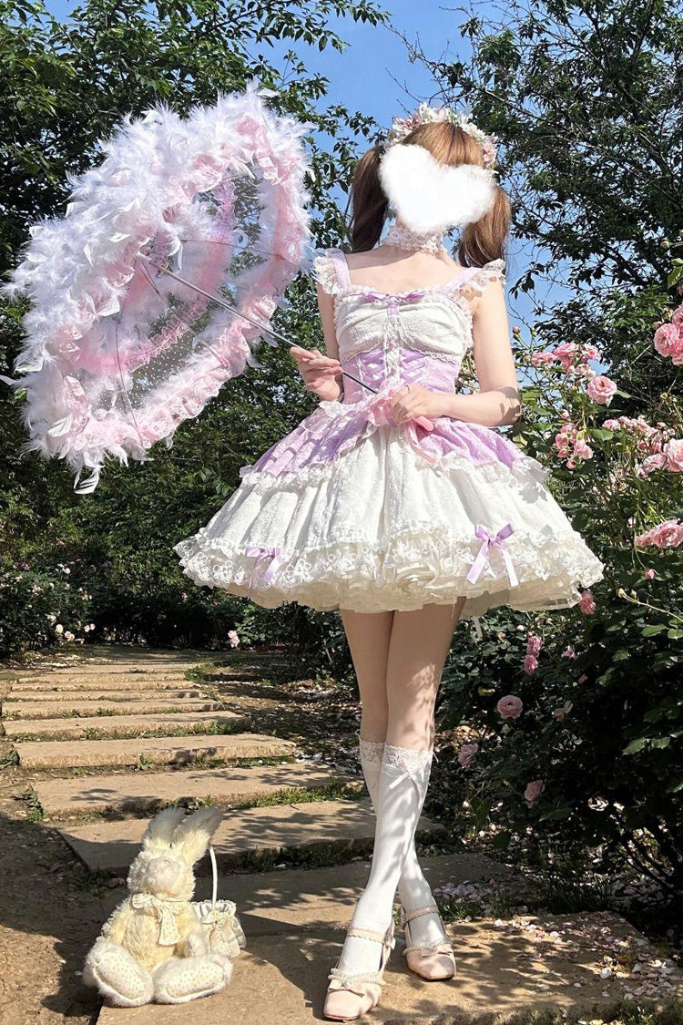 Violet Leiffu Sleeveless Ruffled Bow Lace-Up Ballet Lolita JSK