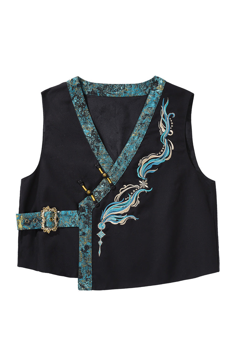 Ruffle Embroidery Round Collar Long Sleeve Ouji Set