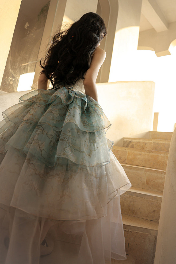 Emerald Gradient Multi-Layer Print Sweet Skirt