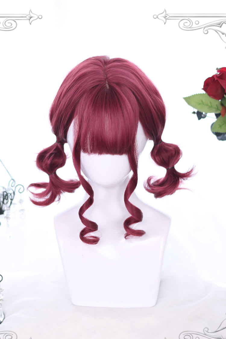 Dark Red Short Curly Gothic Lolita Wig