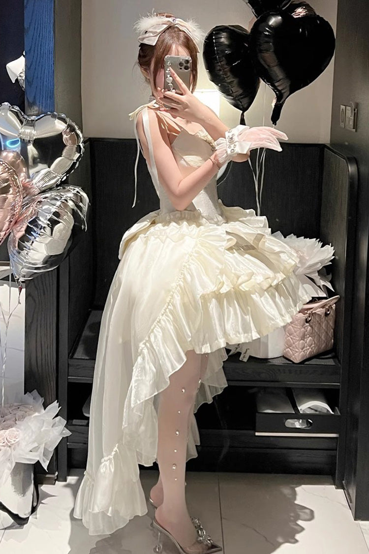White Triple Layer Bow Lace Sweet Lolita Jsk