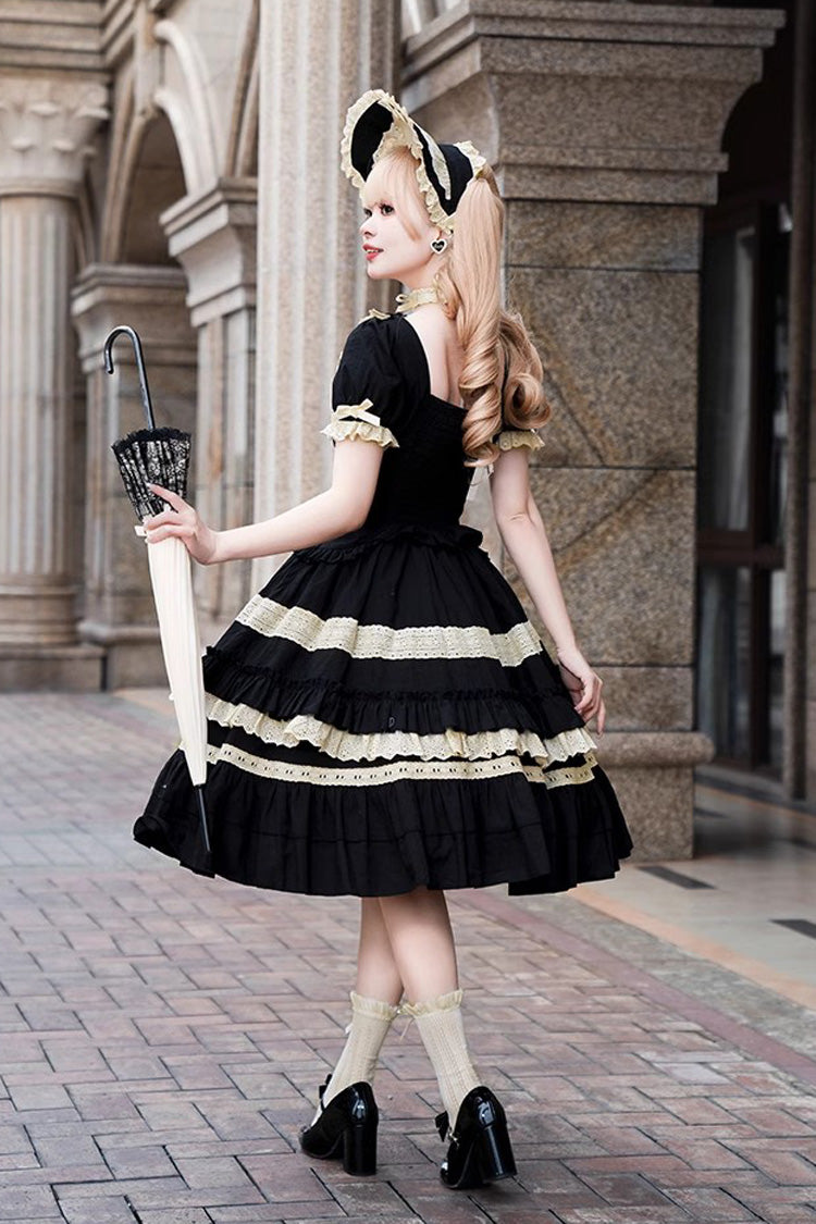 Sweet Lolita Dress with Multi-Layer Ruffles Bowknot Short Sleeves