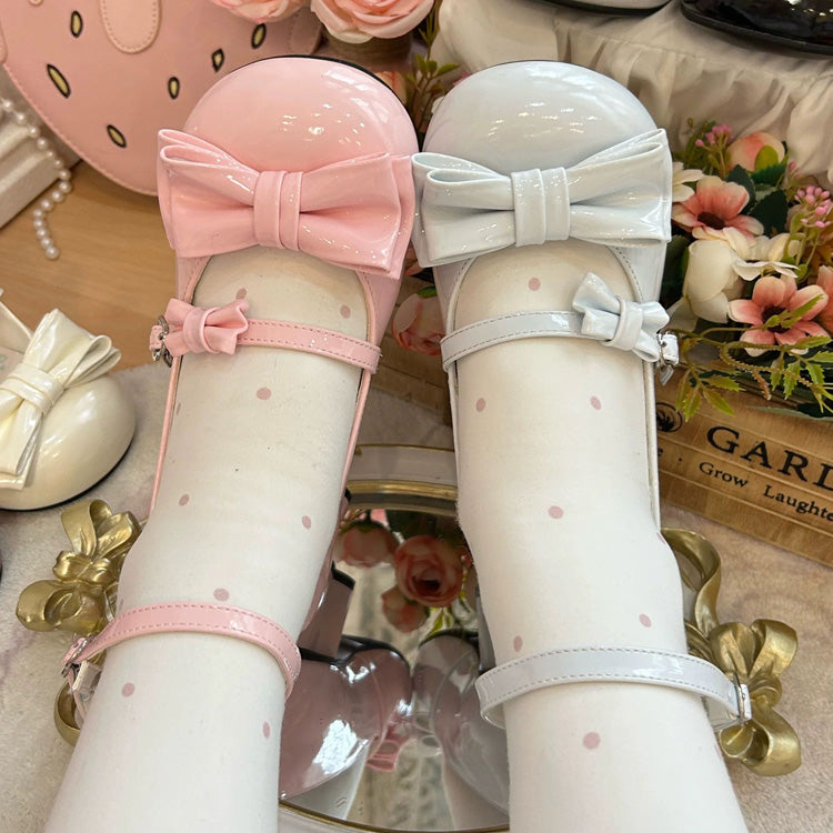 Cat Paw Heel Bow Mary Jane Shoes - Round Toe, 7 Shades