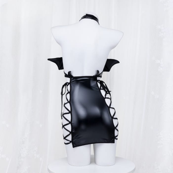 Black Lace Up Vampire Rose Wings Dress ON904 - F