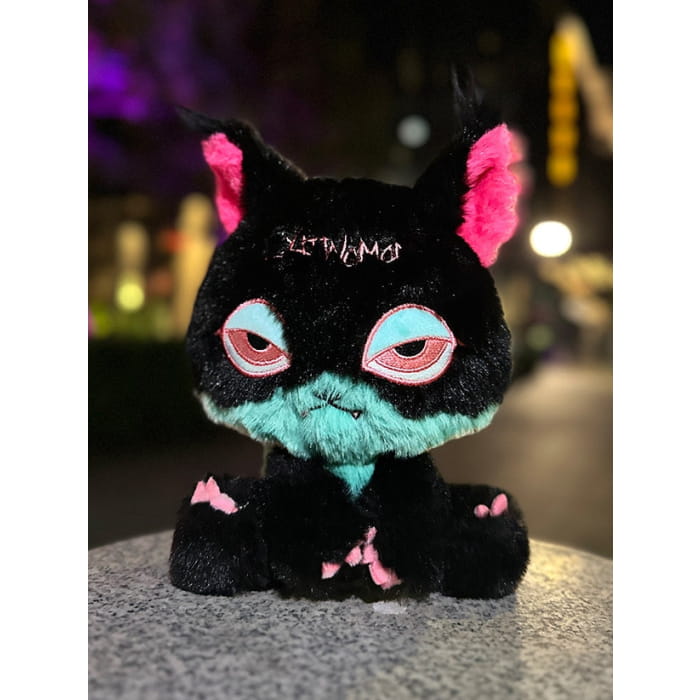 Black Pink and Green Gothic Cat Plushie - Black&Green