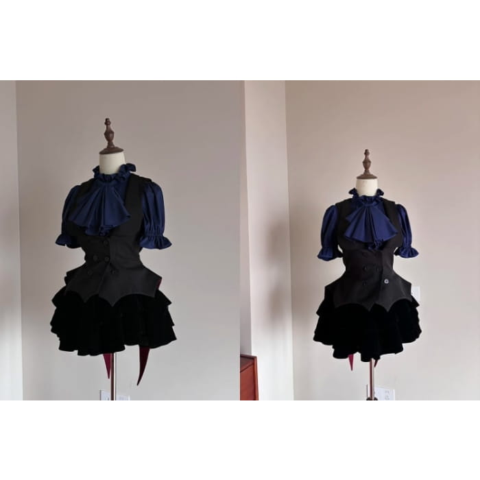 Black Red Vampire Lolita Bat Wings Hemline Waistcoat