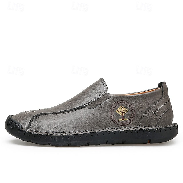 Beige Faux Leather Handmade – Men's Genuine Moccasins