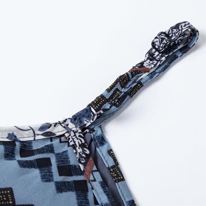 Boho Belted Crochet Hollow Out Top Vintage Floral Print