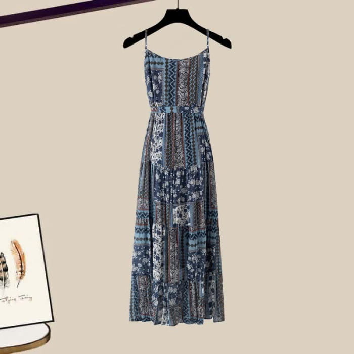 Boho Belted Crochet Hollow Out Top Vintage Floral Print