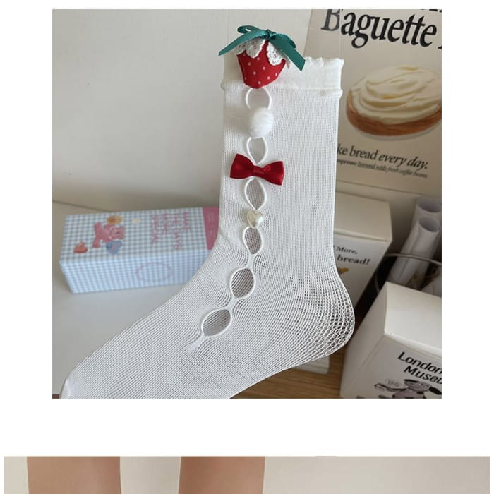 Bow Cutout Mesh Socks