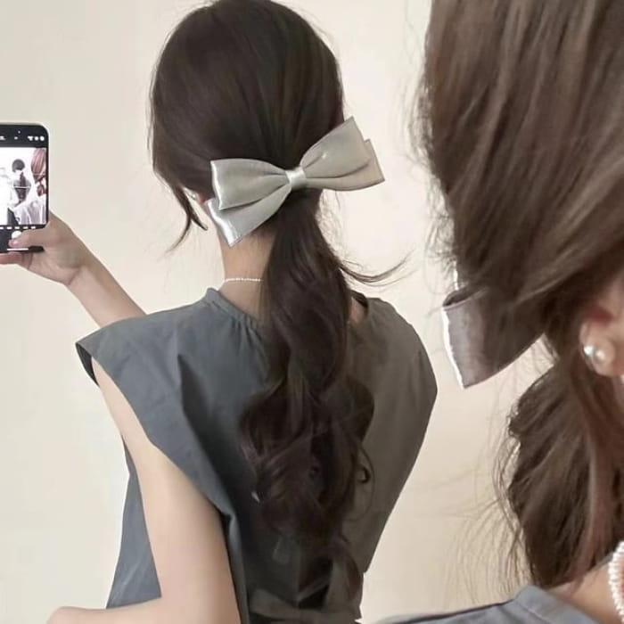 Bowknot Hair Claw Clip - Type 03 - 1 Pc - Silver / M