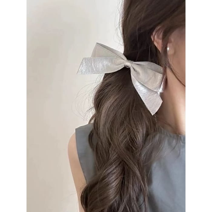 Bowknot Hair Claw Clip - Type 05 - 1 Pc - Silver / M