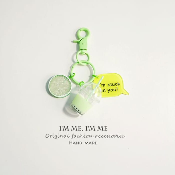 Bubble Milk-Tea Bag Charm / Key Ring - Light Green