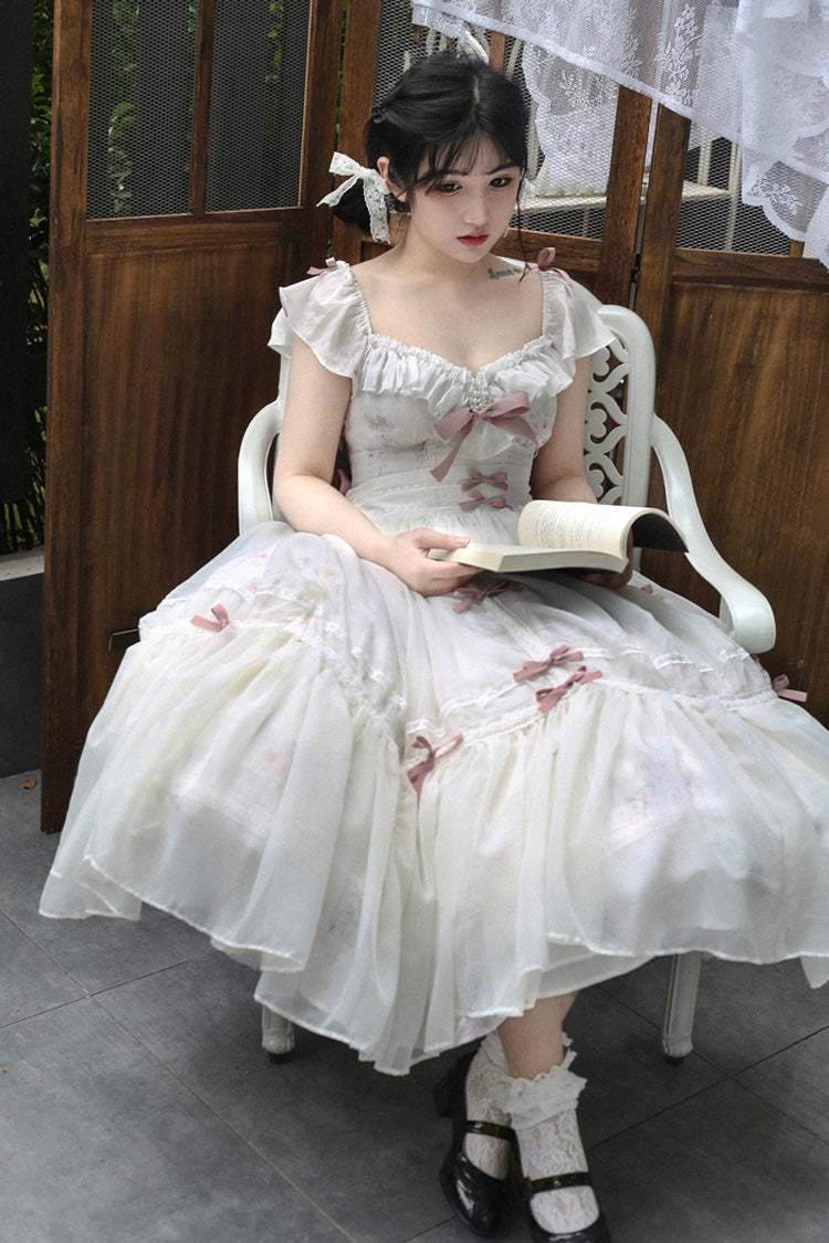 Plus Size Lolita Dress - Ruffle Bow, Short Sleeve, 2 Shades