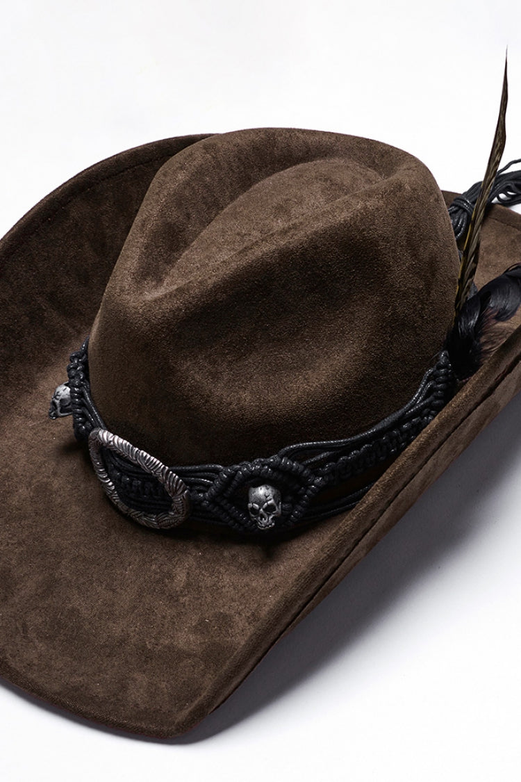 Tassels Feather Skull Men's Punk Hat