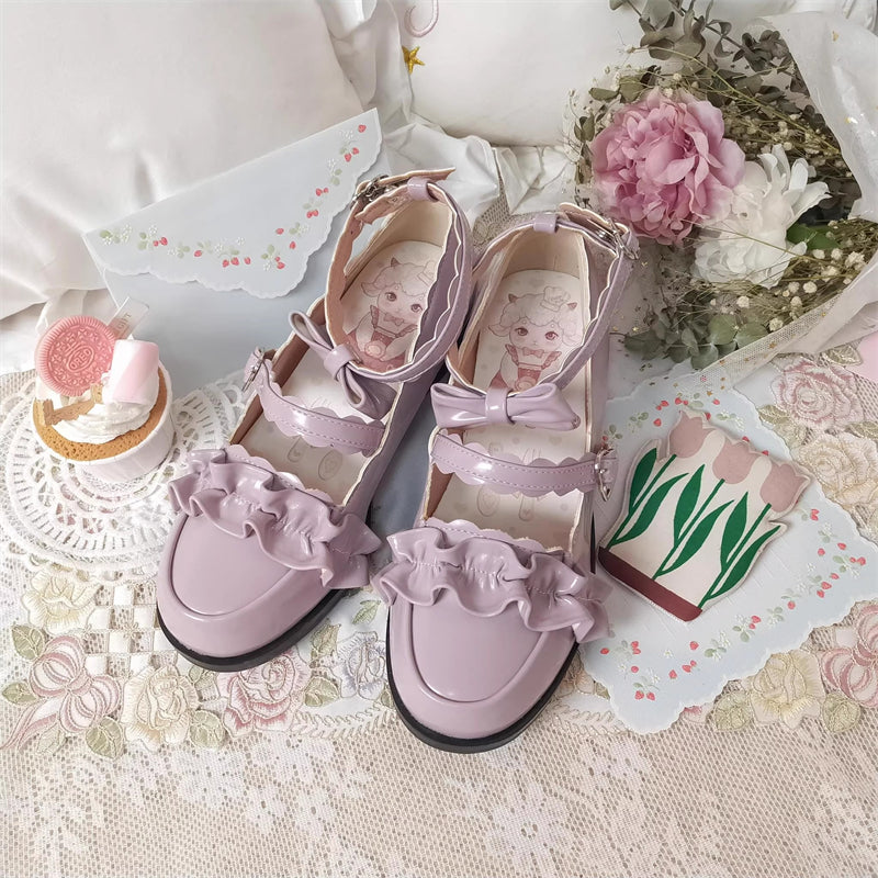 Ruffled Bowknot Mary Janes - Kawaii Lolita Shoes