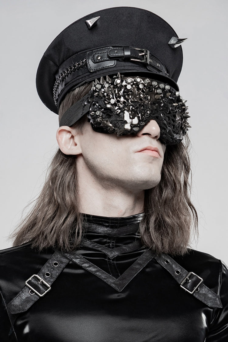 Steampunk Military Hat with Leather Buckle and Rivets