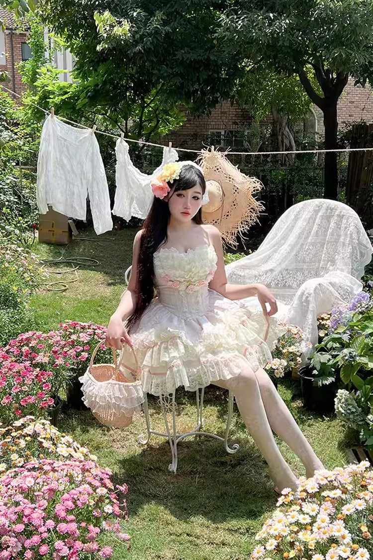 Rose Love Goddess Ruffle Lace Lolita Skirt Set