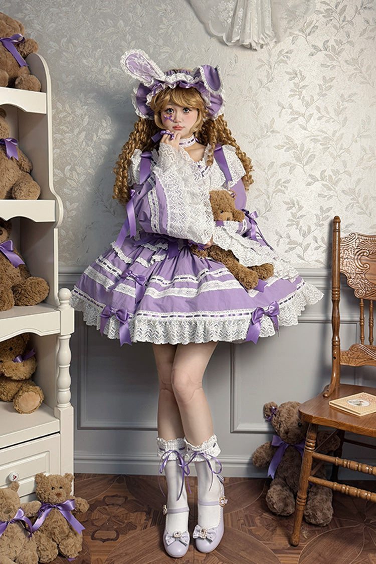 Violet Rabbit Dream Bell Sleeve Bow Lace Lolita Frock