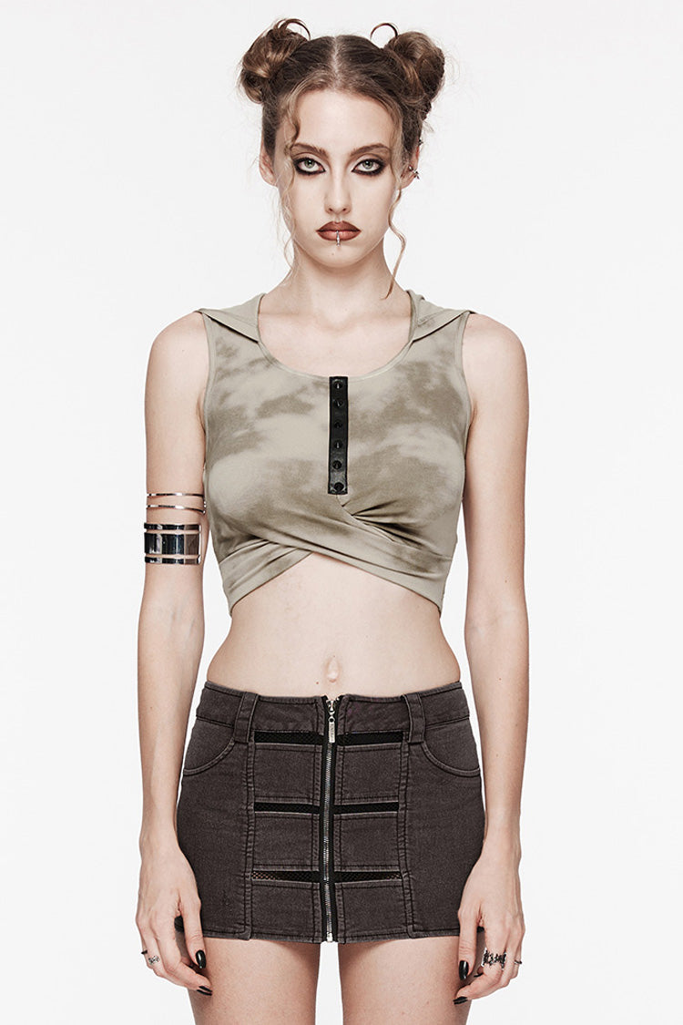 Punk Tank Top with Cutout and Hood