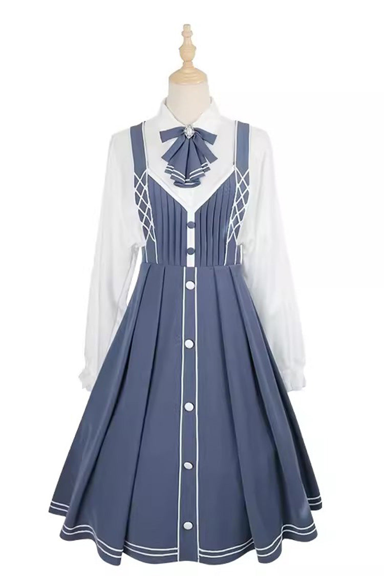 Azure Book of Lies Sweet Collegiate Elegant Lolita Jumper Skirt