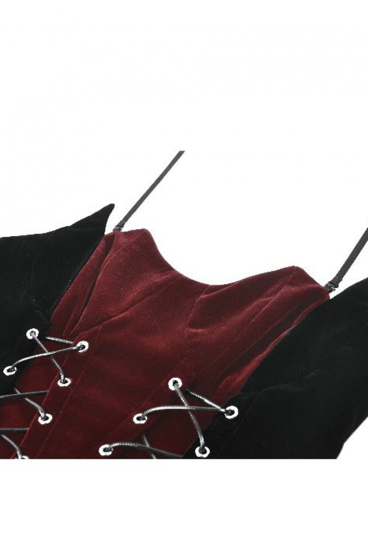 Crimson & Noir Contrast Double-Row Eyelet Vintage Bustier