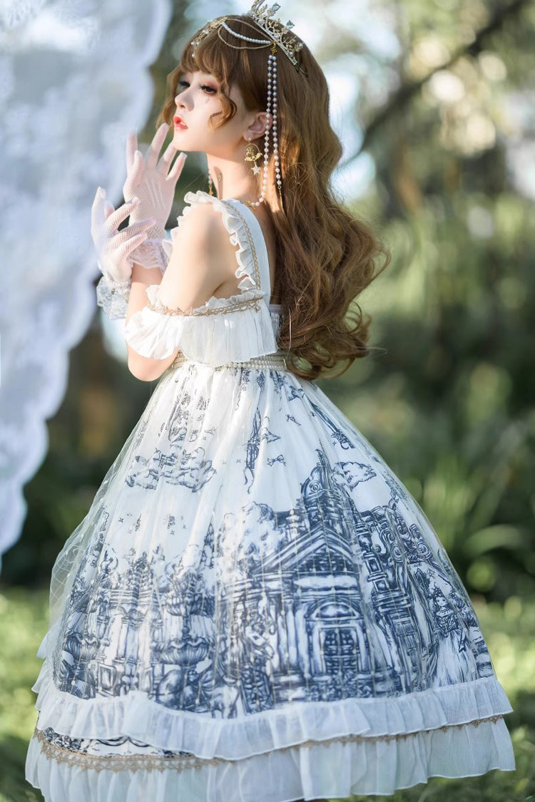 Ivory Gothic Princess JSK with Printed Bowknots - Castle Feast