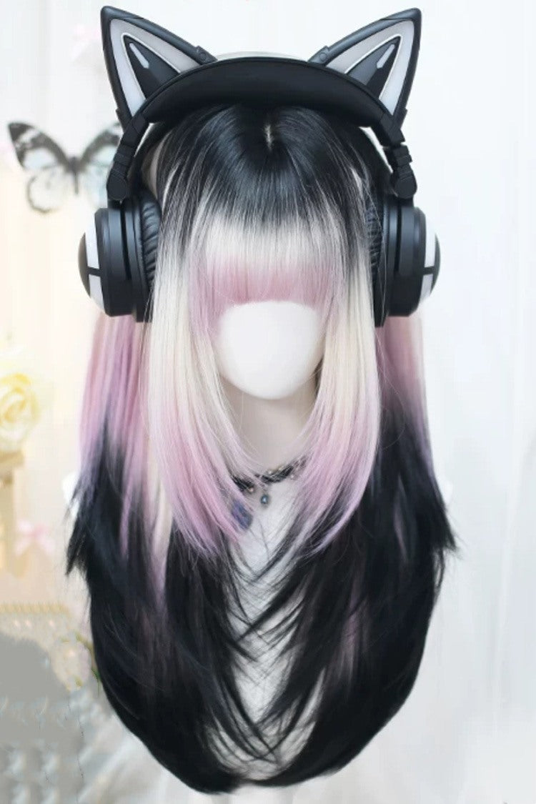 Gradient Lolita Wig with Pink and Purple Hues, Straight