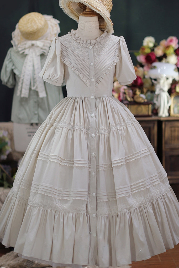 Sweet Lolita Dress with Ruffles, Short Sleeves, Cardigan Style