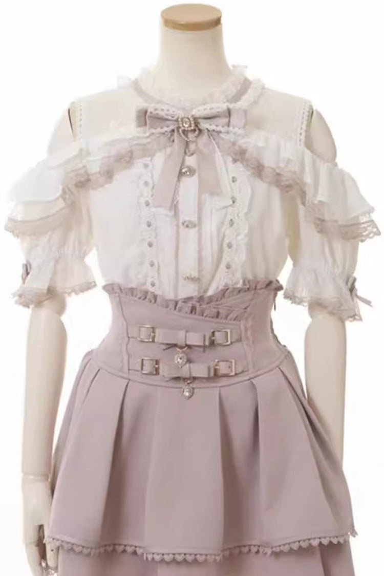 Jirai Kei Slim Skirt with Double Bows and Ruffles, 3 Colors
