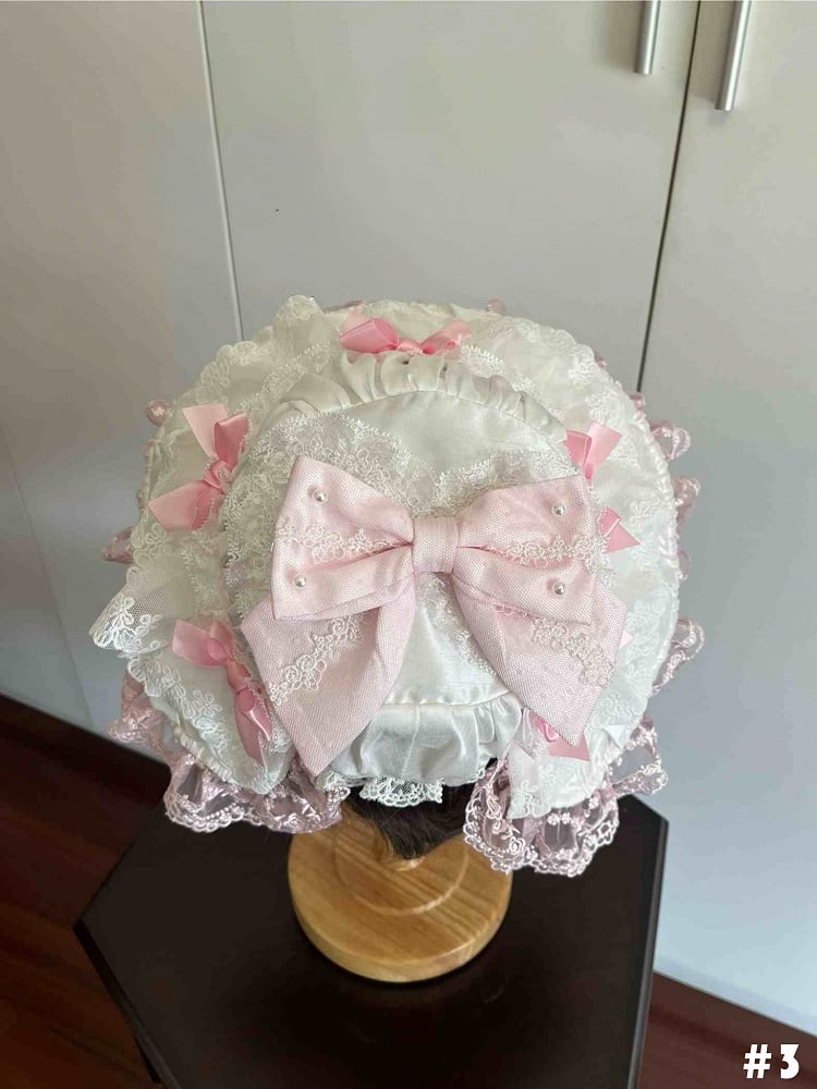 Decorated Sweet Pink Bows Hat Lolita