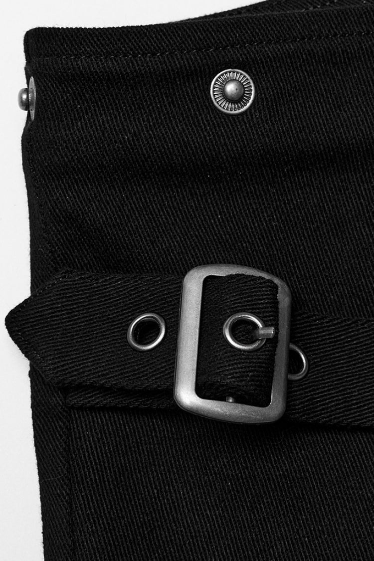 Punk Removable Shorts with Buckle and Rivet Details