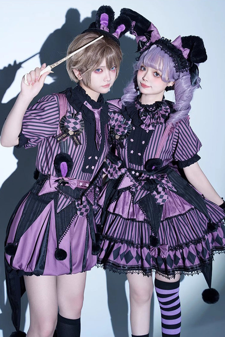 Mauve Circus Layered Print Ruffled Princess Doll Frock
