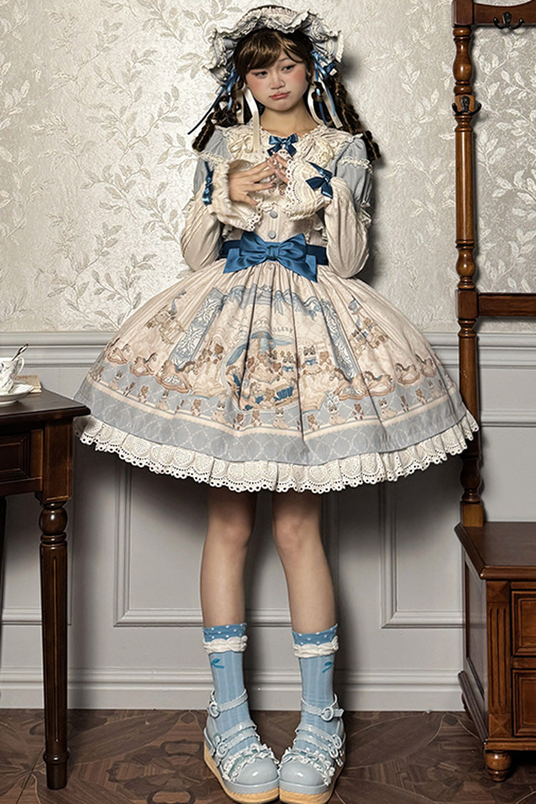Fairy Tale Short-Sleeve Ruffle Bow Dress for Sweet Lolita - Two Tones
