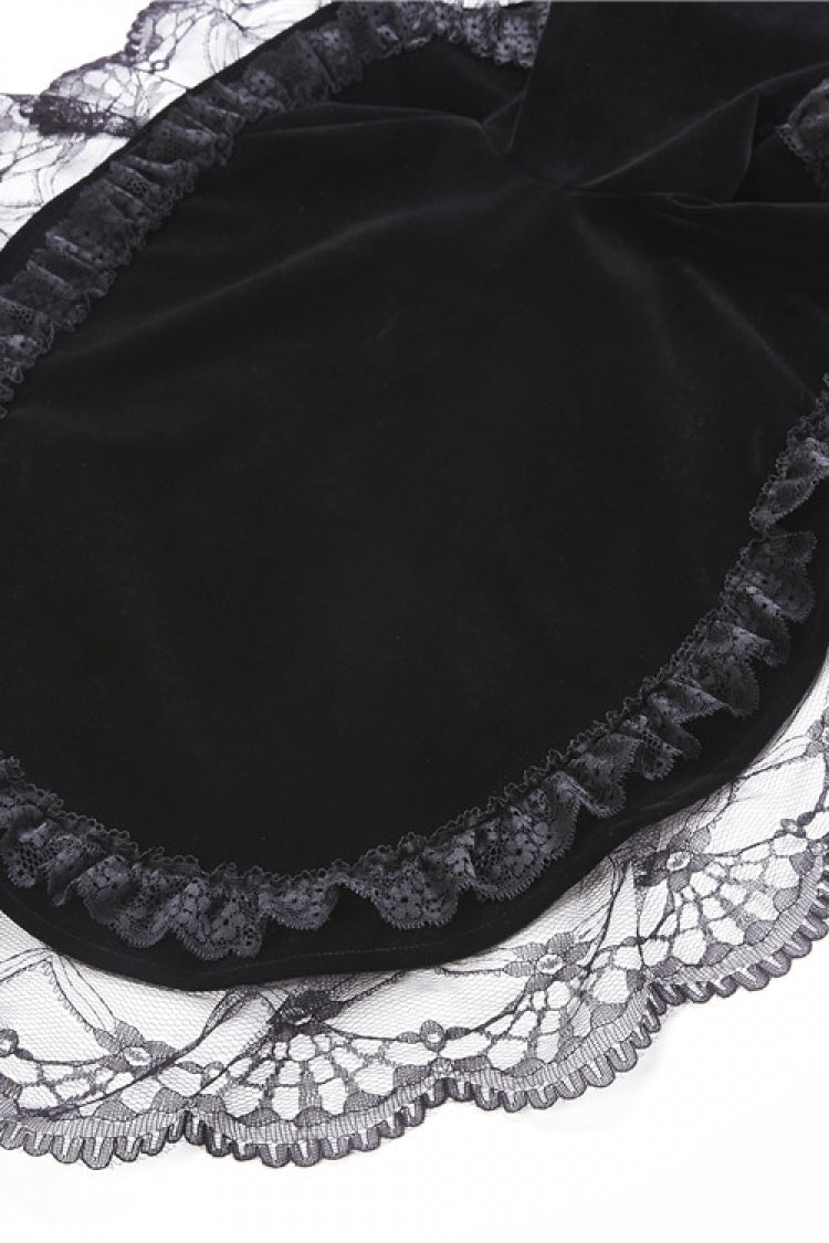 Multi-Layered Long Trumpet Sleeve Rosette Velour Gothic Bolero for Women Lace