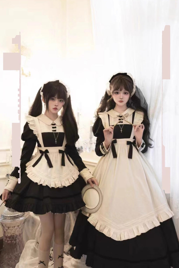 Black Maid Collar Ruffled Short Sleeve Classic Lolita Dress