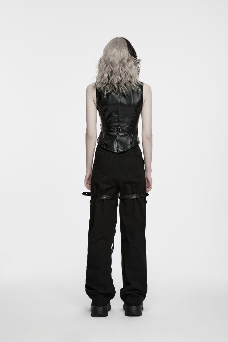 Eyelet Multi-Pocket Straight-Leg Punk Pants