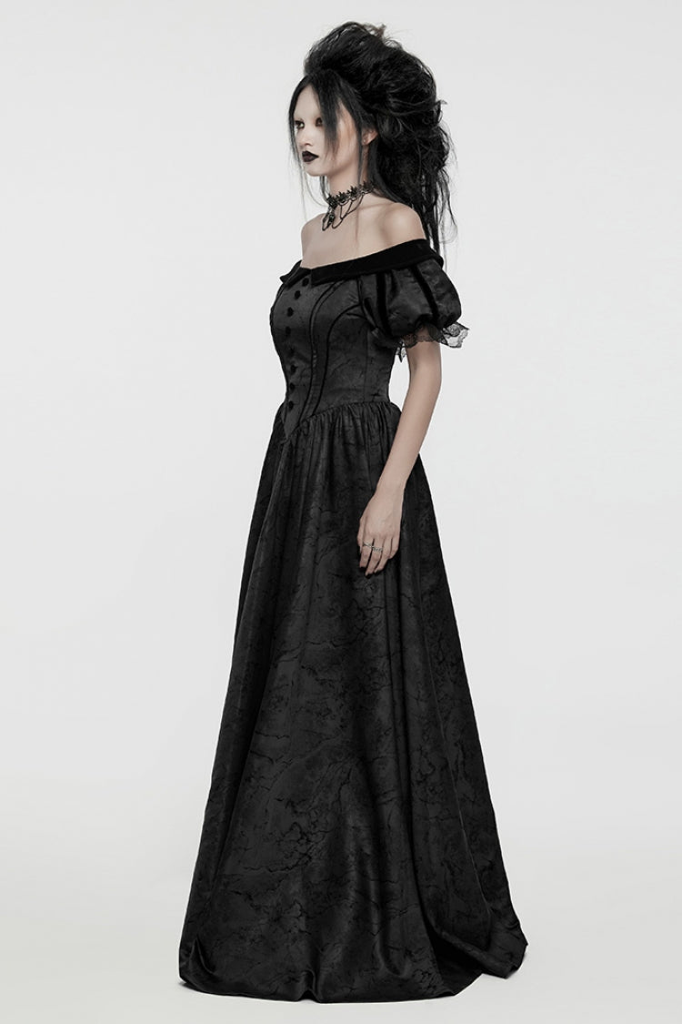 Gothic Dress with Puff Sleeves and Lace-Up Front