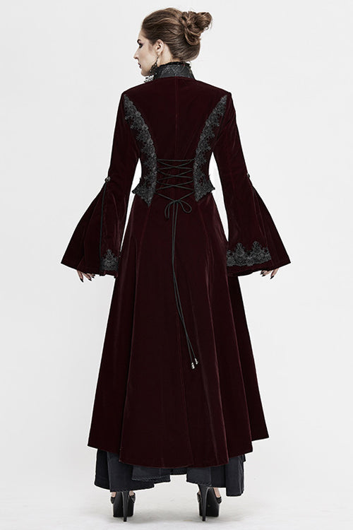 Scarlet Lace Flared Sleeve Velvet Gothic Coat