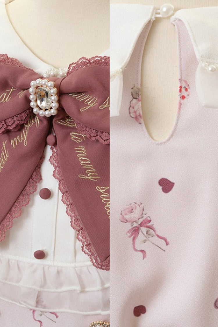 Afternoon Tea Print Ruffle Bowknot Lace Sweet Jirai Kei Plus Size Dress - 3 Colors