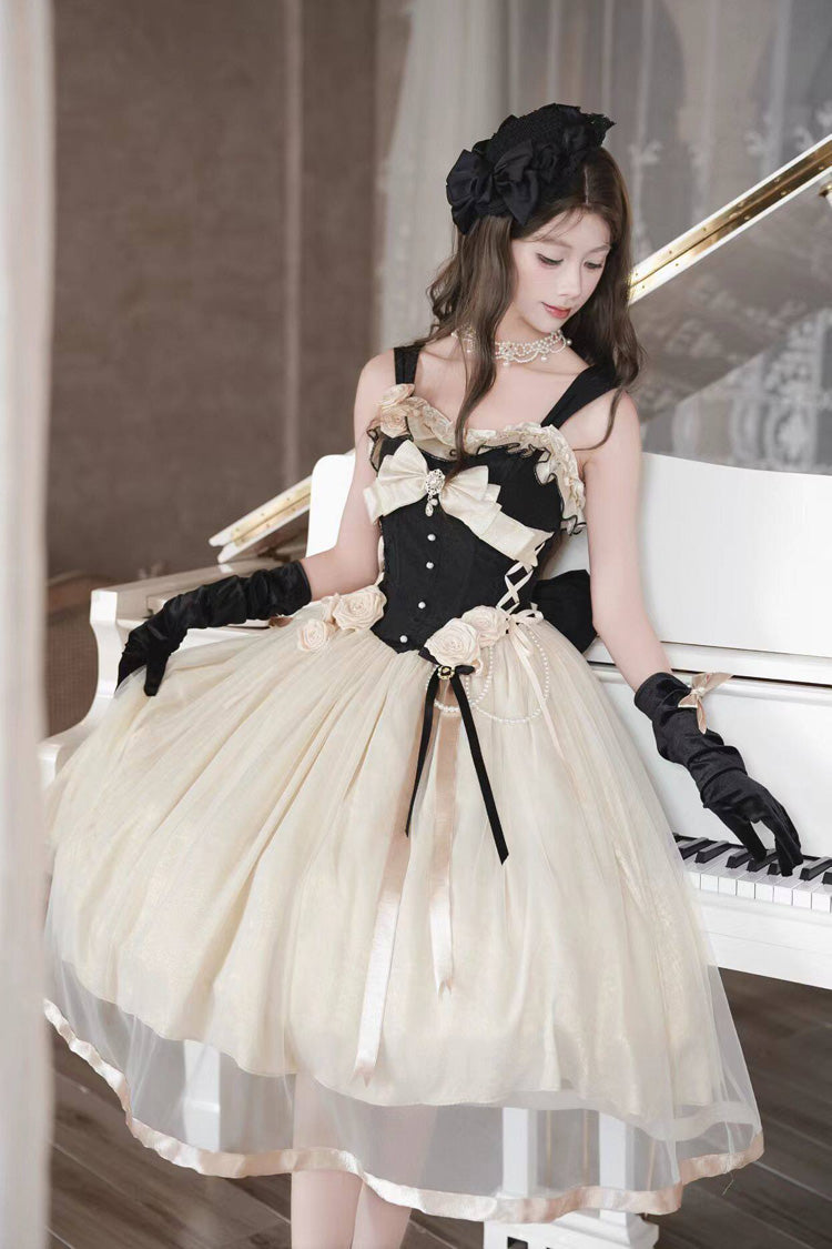 Paris Souvenir Sleeveless Ruffle Fishbone Pearl Classic Elegant JSK