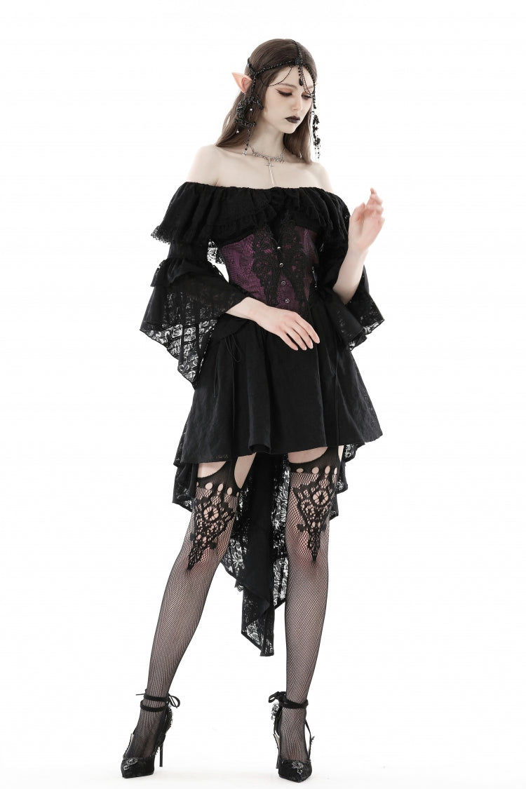 Mauve Butterfly Embroidered Lace Luxurious Royal Underbust Corset