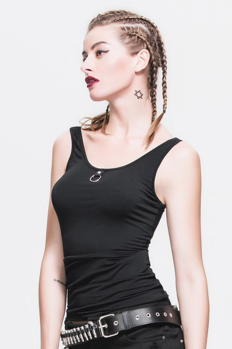 Heart Shaped Hollow Knit Chain Punk Vest for Women Lace-Up Back