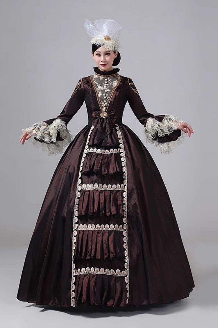 British Embroidered Medieval Victorian Gown - Vintage Court Style