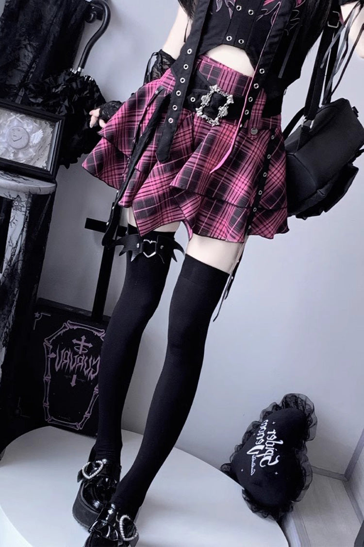 Purple Irregular Punk Print Handsome Cool Skirt