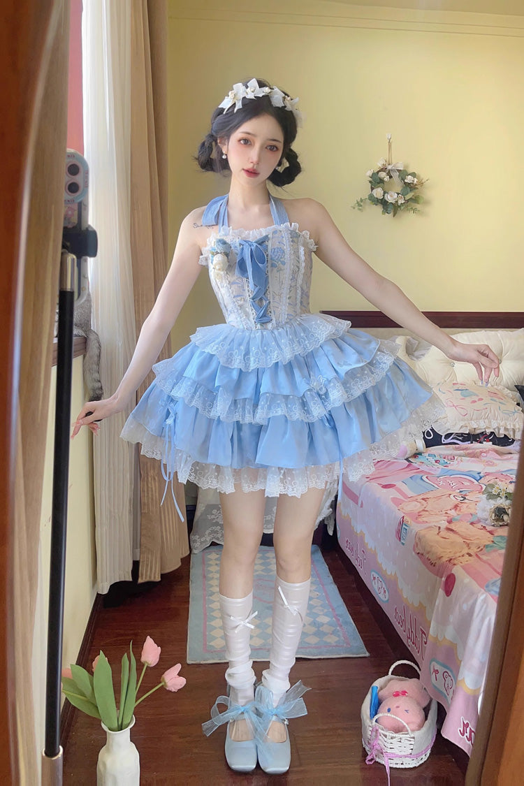Ballet Lace Bowknot Sweet Lolita JSK Set - Multi-Layer Ruffled