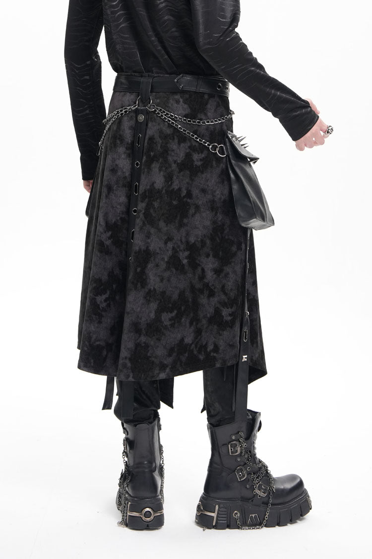 Men's Gothic Skirt with Rivet Buckle and Chain Detail