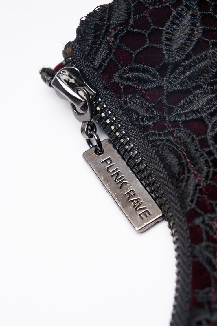 Crimson Jacquard Laced Slim Corset