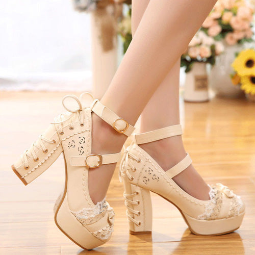 Princess Bow Lace Ballet Flats - Cute Lolita Footwear