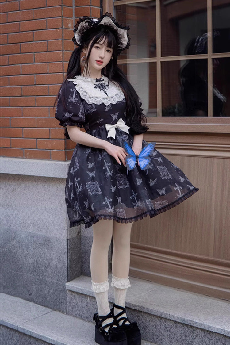 Black Embroidered Butterfly Gothic Lolita Dress